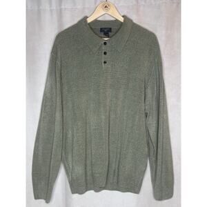 Dockers Men’s XXL Collared Knit Polo Sweater Green Long Sleeve Pullover